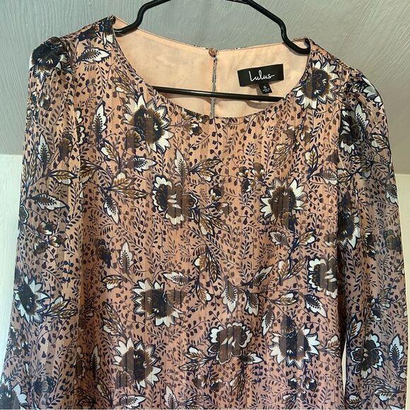 Lulus Ashford Blush Pink Floral Print Long Sleeve Shift Dress - Picture 3 of 7